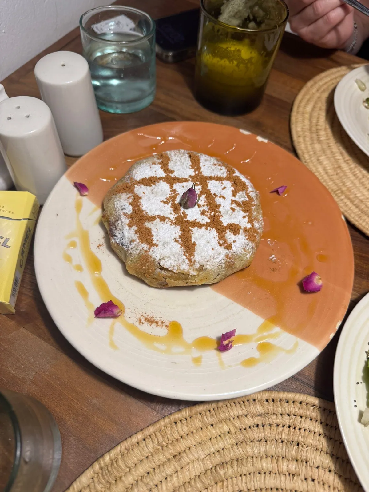 Sweet pastilla: Crisp pastry, almonds, cinnamon, rose